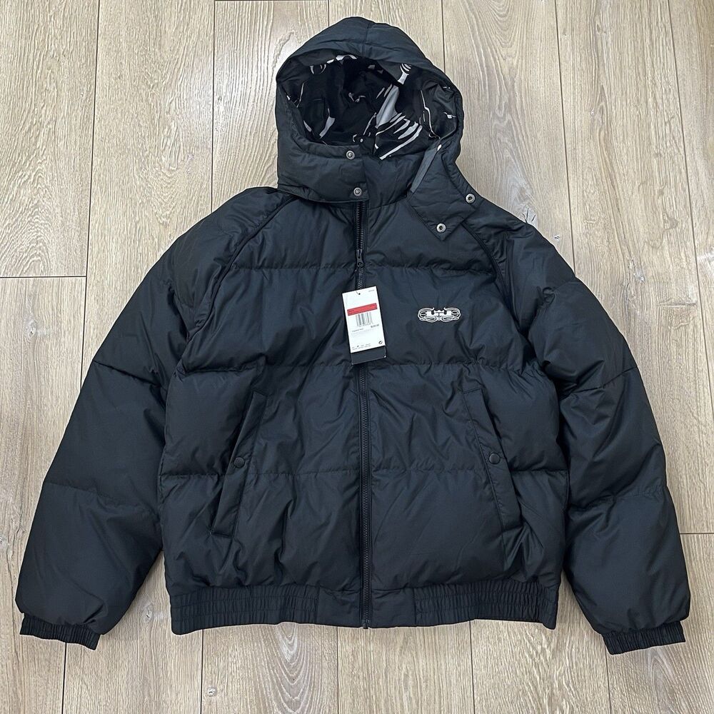 Nike LeBron Down Fill Hooded Basketball Puffer Jacket Black Size L